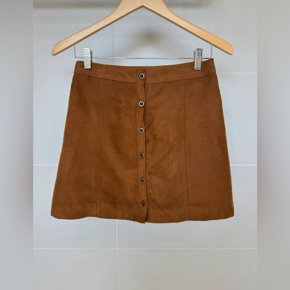 Hollister Brown Button-Front Mini Skirt Size 3 - Picture 2 of 7